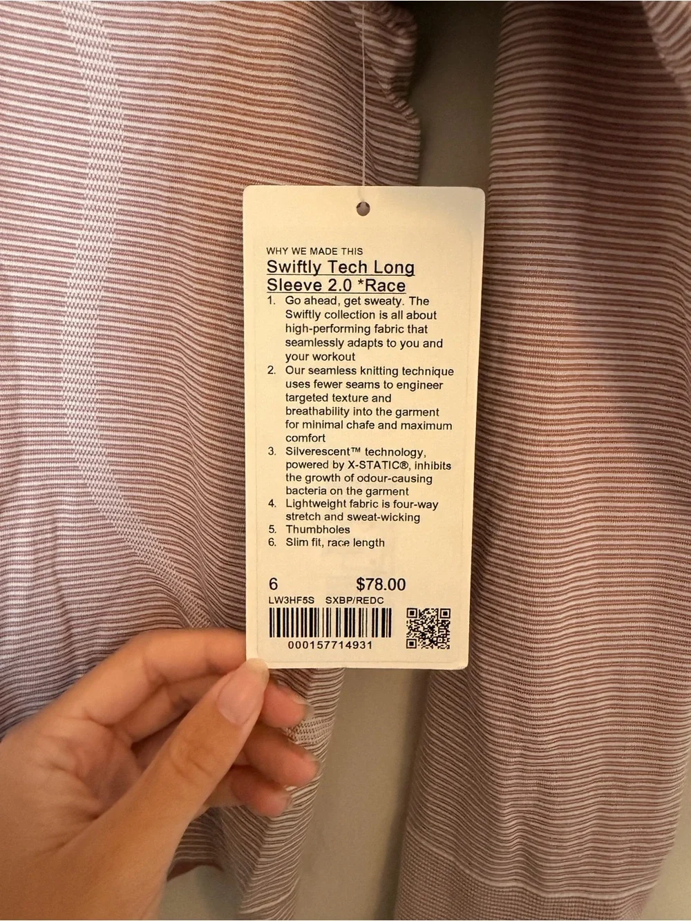 Lululemon Swiftly Tech Long Sleeve 2.0 Race Top